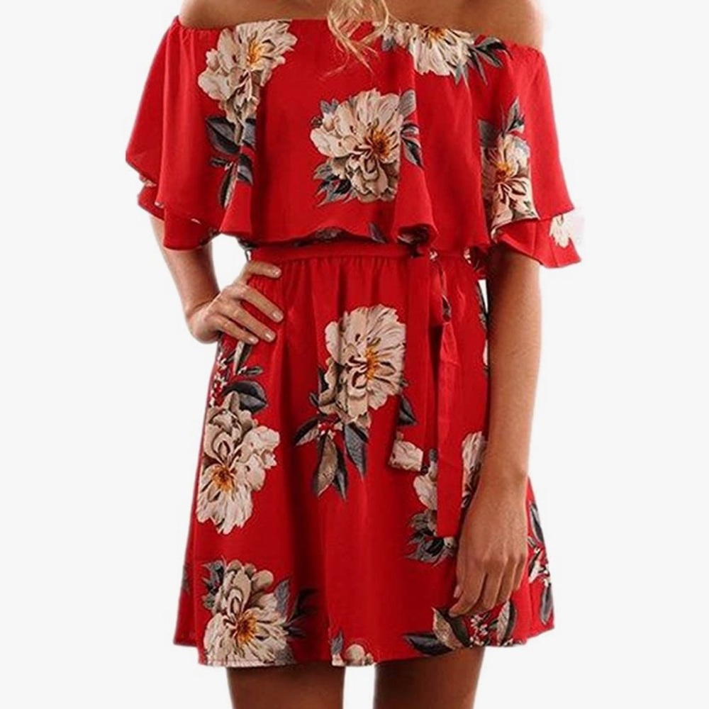 Floral off shoulder dress